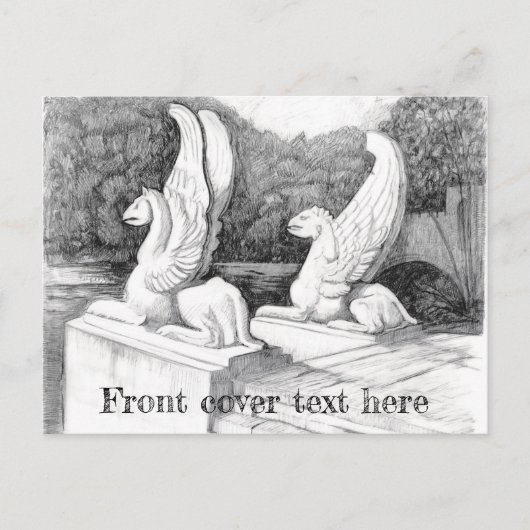 Griffins Skulptur monochrome Stifte Kunst Postkarte (Vorderseite)
