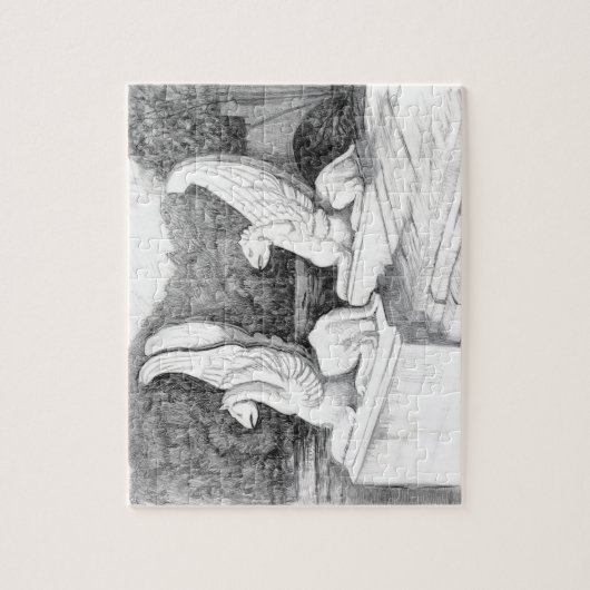 Griffins Skulptur monochrome Stifte Kunst Puzzle (Vertikal)