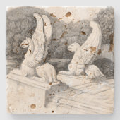 Griffins Skulptur monochrome Stifte Kunst Steinuntersetzer (Vorderseite)