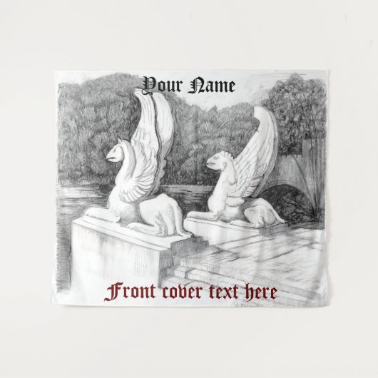 Griffins Skulptur monochrome Stifte Kunst Wandteppich (Vorderseite (Horizontal))