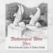 Griffins Skulptur monochrome Stifte Kunst Weinetikett (Einzelnes Label)