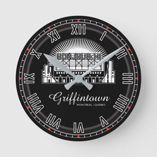 Griffintown Bonjour Hi Runde Wanduhr (Vorderseite)