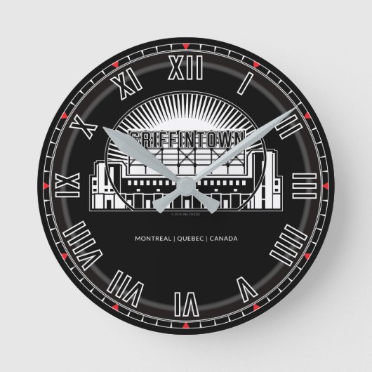 Griffintown-Sehenswürdigkeit Runde Wanduhr (Vorderseite)