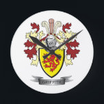 Griffith Family Crest Coat of Arms Runde Wanduhr<br><div class="desc">Griffith family crest,  Welsh Griffith coat of arms. Unique gifts for men with Griffith surname,  affordable gifts for women with Griffith last name.</div>