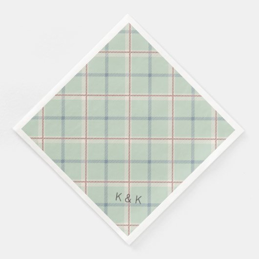 Griffith Family Tartan Karierter Karo in Sage Gree Serviette (Ecke)