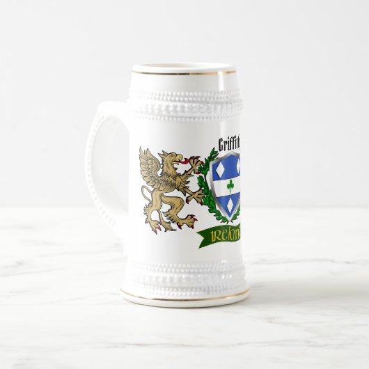 Griffith Irish Shield Beer Stein Bierglas (Vorderseite Links)