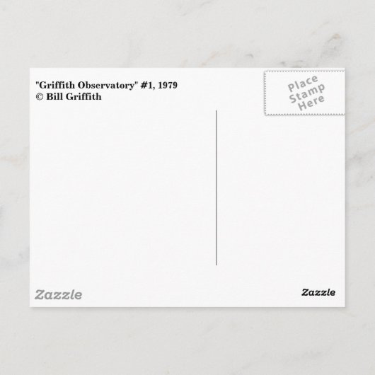 "Griffith Observatory" #1, 1979 Postkarte (Rückseite)