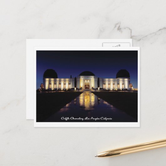 Griffith Observatory, Los Angeles California Postkarte (Vorderseite/Rückseite Beispiel)