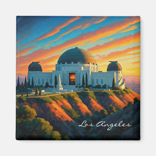 Griffith Observatory Los Angeles Sunset Postcard Magnet (Vorne)
