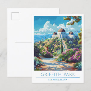 Griffith Park Los Angeles USA Vintage Reise Postkarte