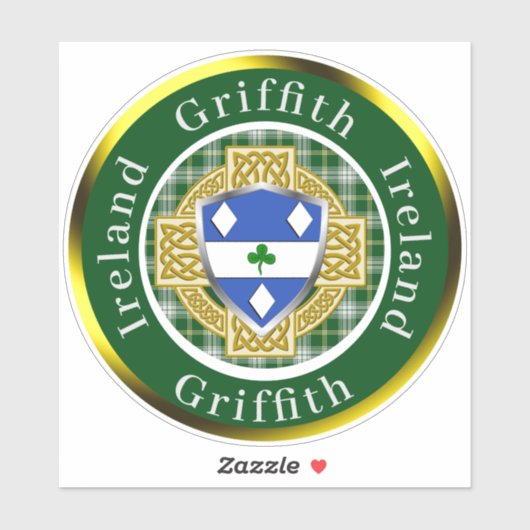 Griffith Shield & Celtic Cross Personalisiert Aufkleber (Blatt)