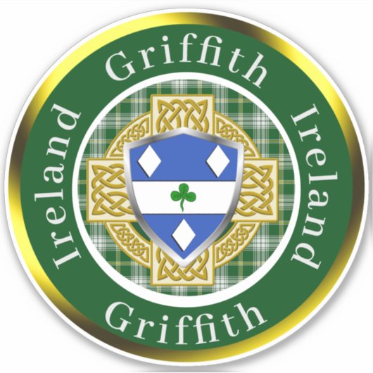 Griffith Shield & Celtic Cross Personalisiert Aufkleber (Vorderseite)