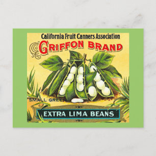Griffon Brand Vintag Crate Label Lima Beans Postkarte
