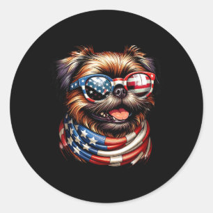 Griffon Dog Lover US Flag 4. Juli Patriotic Runder Aufkleber