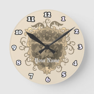 Griffon Familienwappen Nachname Runde Wanduhr
