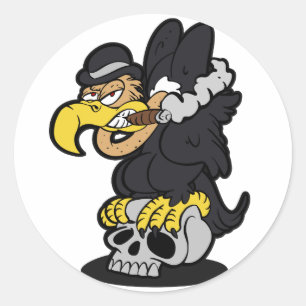 Griffon Vulture Cartoon   Hintergrundfarbe auswähl Runder Aufkleber