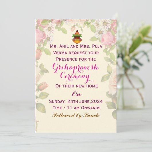 Grihapravesh Invitations Einladung (Stehend Vorderseite)