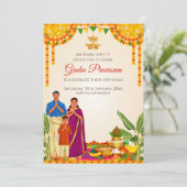 Grihapravesh laden Digital Gruhapravesham ein Einladung (Stehend Vorderseite)