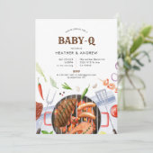 Gril Baby-Q GRILLEN Party Backyard Babydusche Einladung (Stehend Vorderseite)