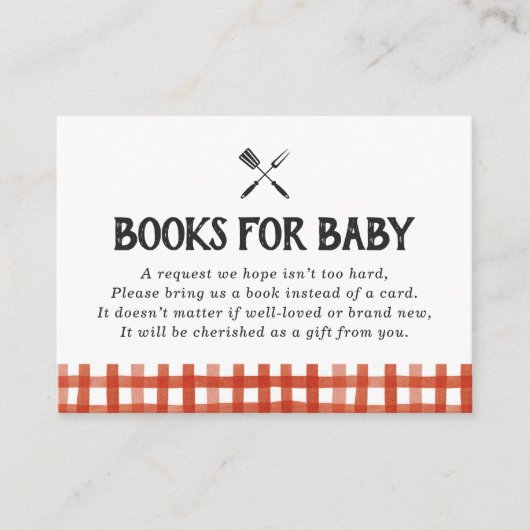 Grill Babydusche Bücher für Baby Begleitkarte (Vorderseite)