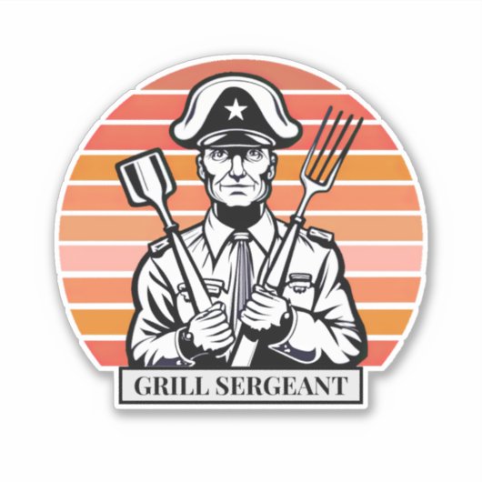 Grill Barbecue Sergeant Aufkleber (Vorderseite)