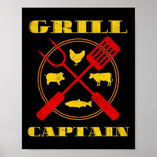 Grill Captain Grillen Grilling Poster
