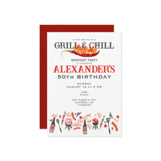 Grill & Chill Barbeque Cookout GRILLEN Birthday Pa Einladung