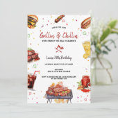 Grill & Chill GRILLEN Backyard Geburtstagsparty Einladung (Stehend Vorderseite)