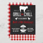 Grill & Chill GRILLEN GeburtstagRustikales Chalkbo Einladung (Vorne/Hinten)