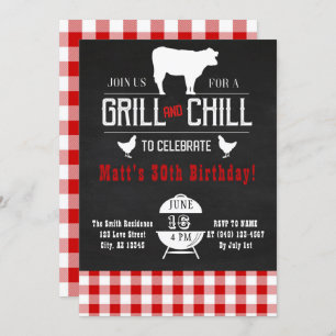 Grill & Chill GRILLEN GeburtstagRustikales Chalkbo Einladung