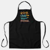Grill chill wave repeat summer beach quote black schürze (Vorderseite)