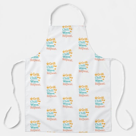 Grill chill wave repeat summer beach quote pattern schürze (Vorderseite)