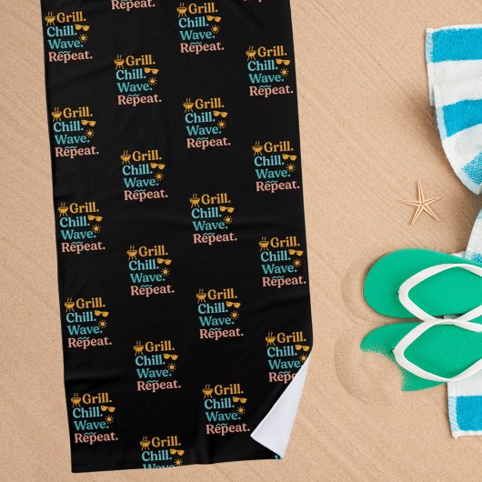 Grill Chille Welle wiederholen Sommer Strand Zitat Strandtuch