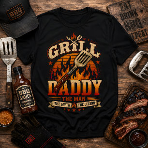 Grill Daddy BBQ Retro Sonnenuntergang Distressed T-Shirt