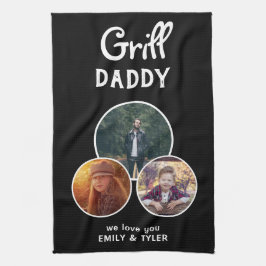 Grill Daddy Modern Black Oval 3 Foto Vatertag Geschirrtuch