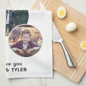 Grill Daddy Modern Oval 3 Foto Vatertag Geschirrtuch (Viertel Falte)