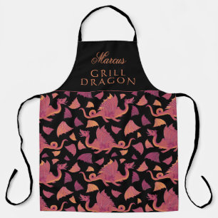 Grill Dragon Red Hand Dragon Muster Schürze