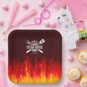Grill-Flammen — Personalisiertes Steak House Pappteller (Party)