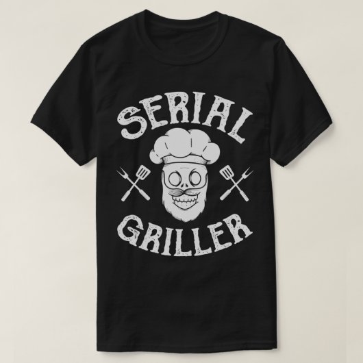 Grill & Fleisch & Messer & Serial Griller Koch T-Shirt (Design vorne)