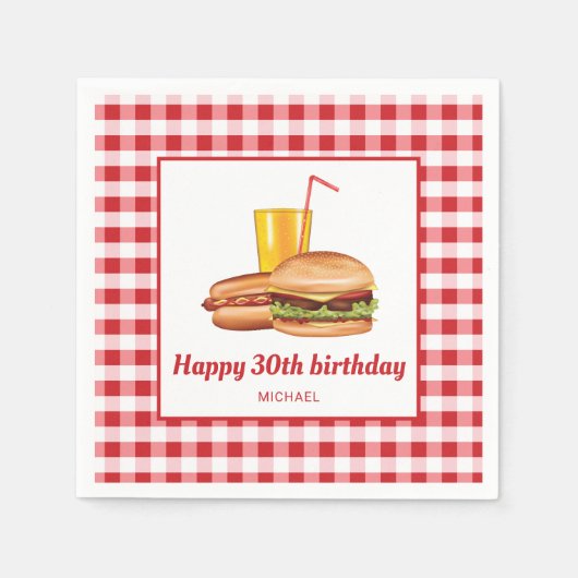 Grill Food Hamburger Hot Dog GRILLEN Geburtstag Serviette (Vorderseite)
