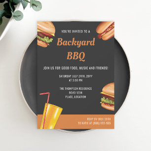 Grill Food Hamburger Hot Dog Summer Backyard GRILL Einladung