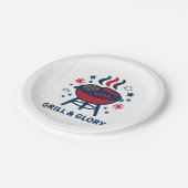 Grill & Glory 4. Juli GRILLEN Paper Plate - Red Wh Pappteller (Schrägansicht)