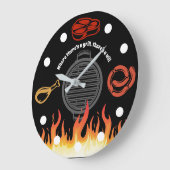 Grill Grill Fleisch Schweinehühnchen Flammen GRILL Große Wanduhr (Winkel)