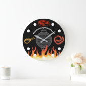 Grill Grill Fleisch Schweinehühnchen Flammen GRILL Große Wanduhr (Zuhause)