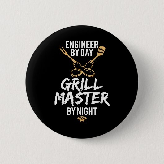 Grill Grillen Master Engineer Funny Barbecue Gesch Button (Vorderseite)