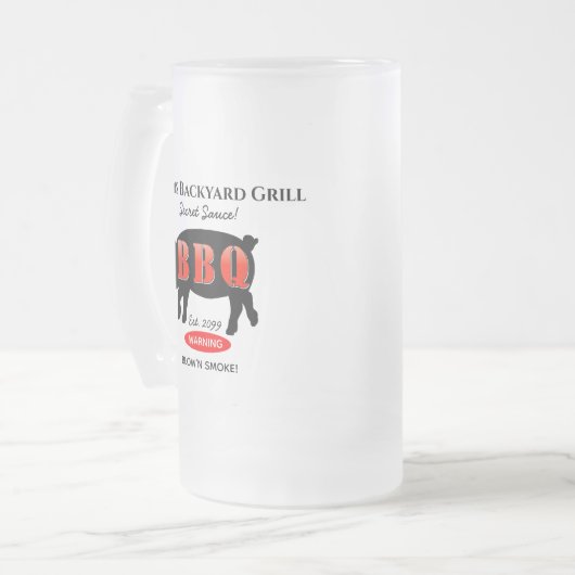 Grill-GRILLEN Mattglas Bierglas (Vorderseite Links)