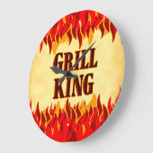 Grill King BBQ Rote Flammen Wanduhr (Winkel)