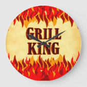 Grill King BBQ Rote Flammen Wanduhr (Vorderseite)