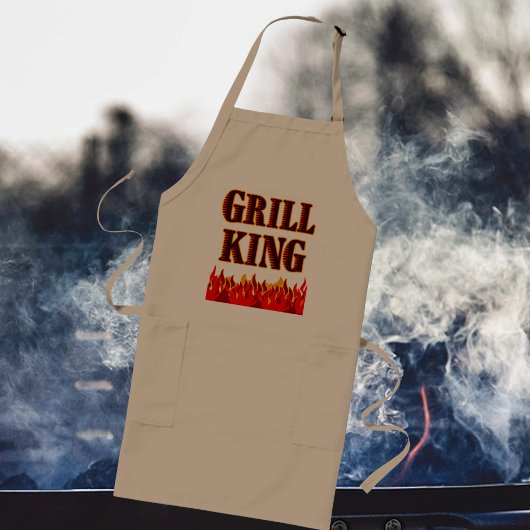 Grill King Flames GRILLEN Slogan Schürze