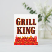 Grill King Flames GRILLEN Sprichwort Postcard Postkarte (Stehend Vorderseite)